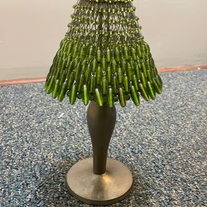 Candle holder Lamp w/Green Glass small dize
